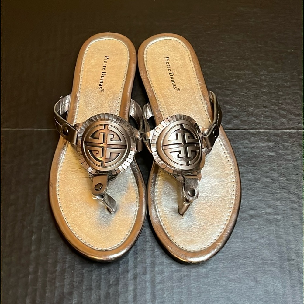 Pierre Dumas Thong Sandals Silver Size 7.5